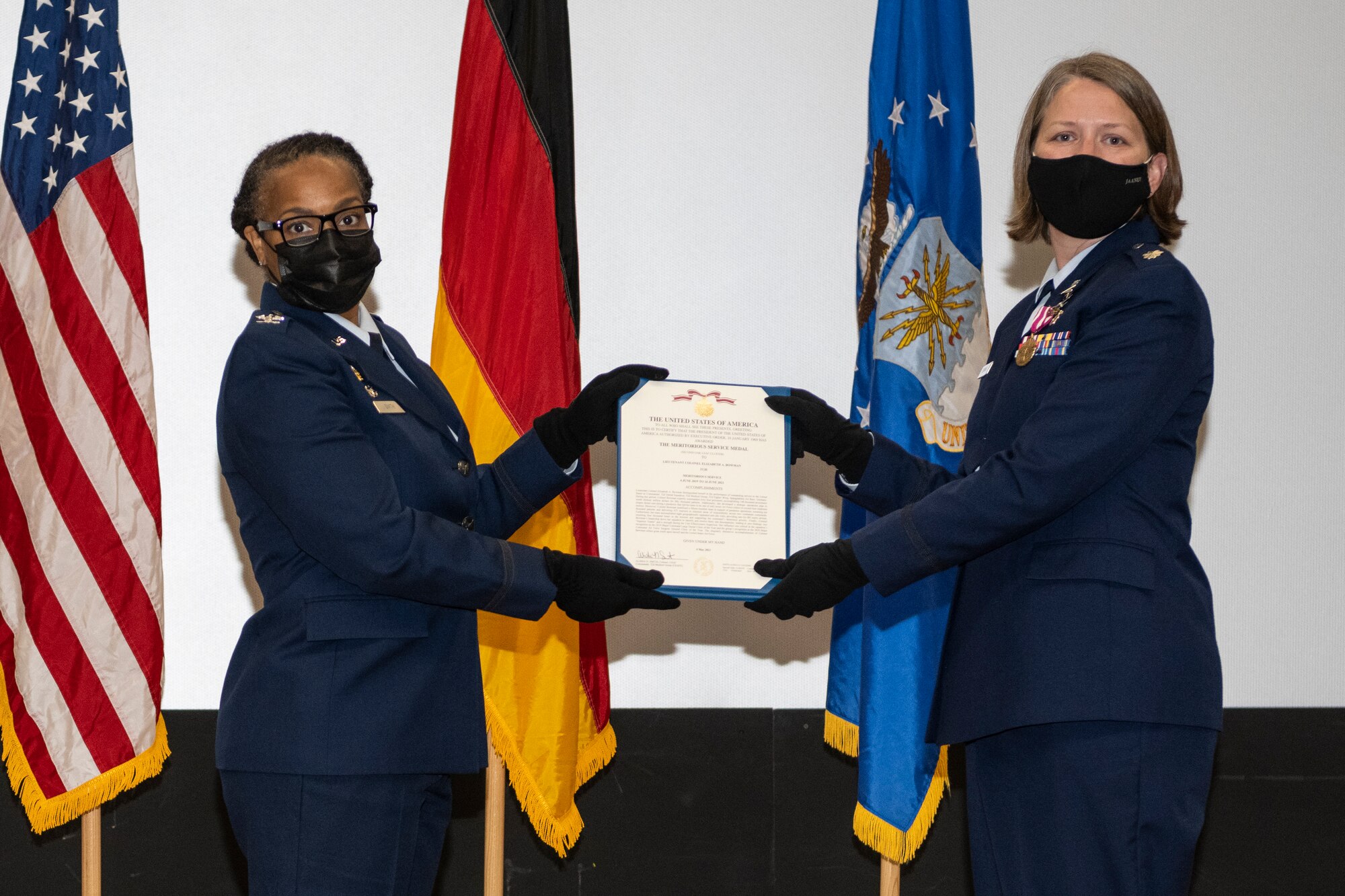 Medal presentation during the 52nd Dental Squadron deactivation ceremony.