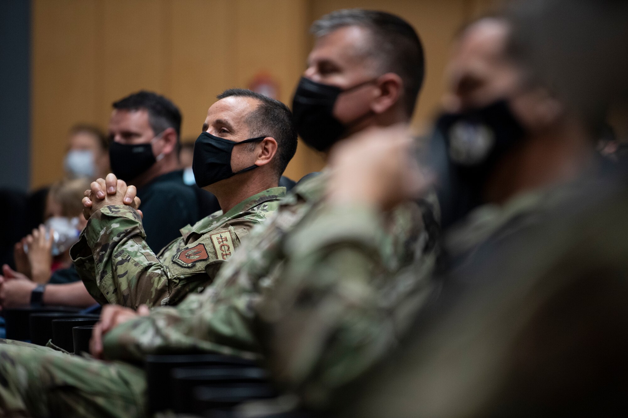 U.S. Air Force audience members watch the 52nd Dental Squadron deactivation ceremony.