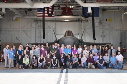Vermont state pandemic leaders stand for a group portrait in front of an F-35A Lightning II at the Vermont Air National Guard base, South Burlington, Vermont, June 10, 2021. Senior leaders from the Vermont National Guard honored a small group from Vermont's Pandemic Response Team, recognizing them for their selfless commitment to supporting Vermonters during the ongoing COVID-19 pandemic. (U.S. Air National Guard photo by Senior Master Sgt. Michael Davis)