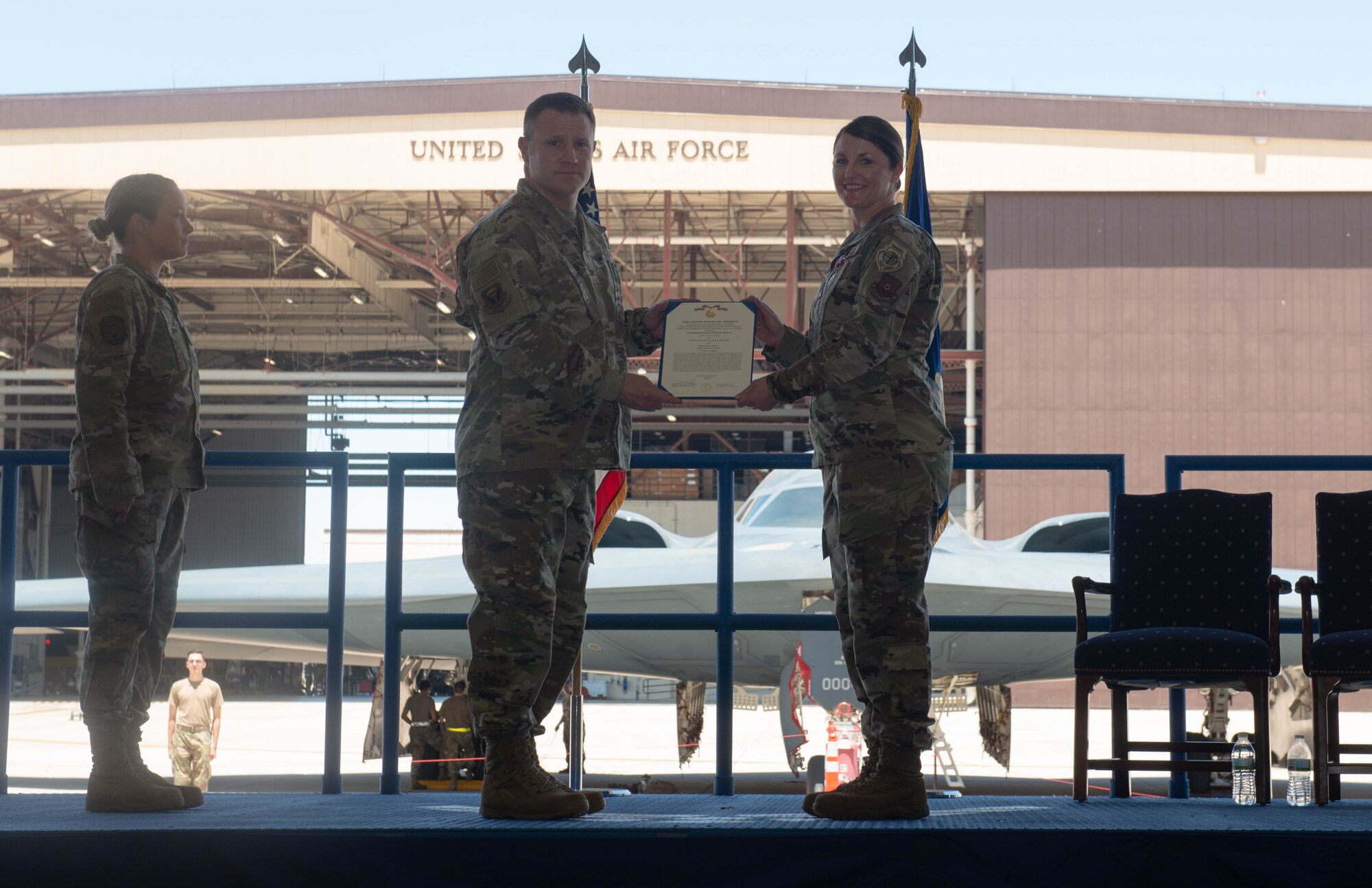 U.S. Air Force Maj. Michael Hillier assumed command of the 509th Munitions Squadron from U.S. Air Force Lt. Col. Allison Barkalow. A change of command is a military tradition that represents a formal transfer of authority and responsibility for a unit from one commanding officer to another.