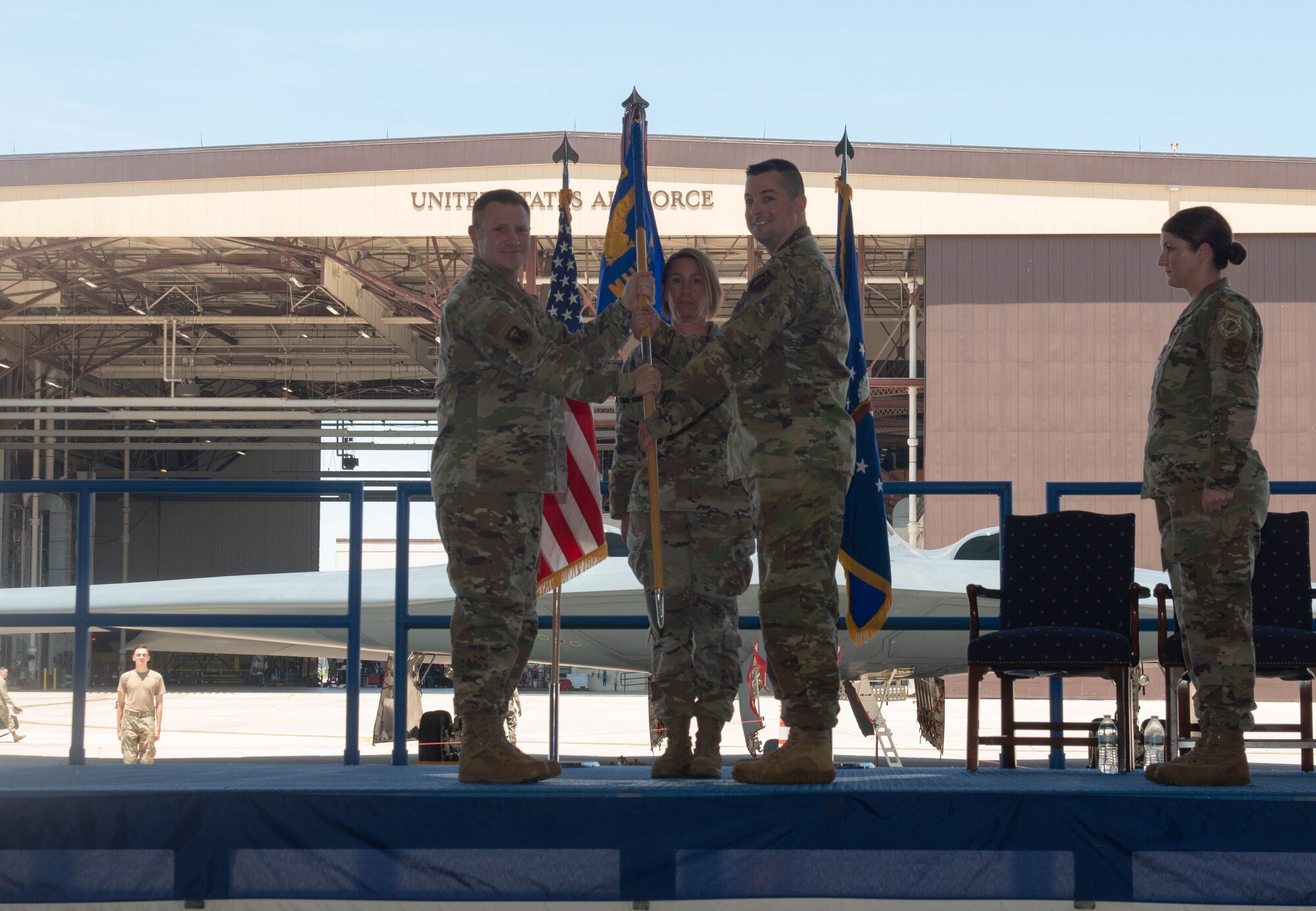 U.S. Air Force Maj. Michael Hillier assumed command of the 509th Munitions Squadron from U.S. Air Force Lt. Col. Allison Barkalow. A change of command is a military tradition that represents a formal transfer of authority and responsibility for a unit from one commanding officer to another.