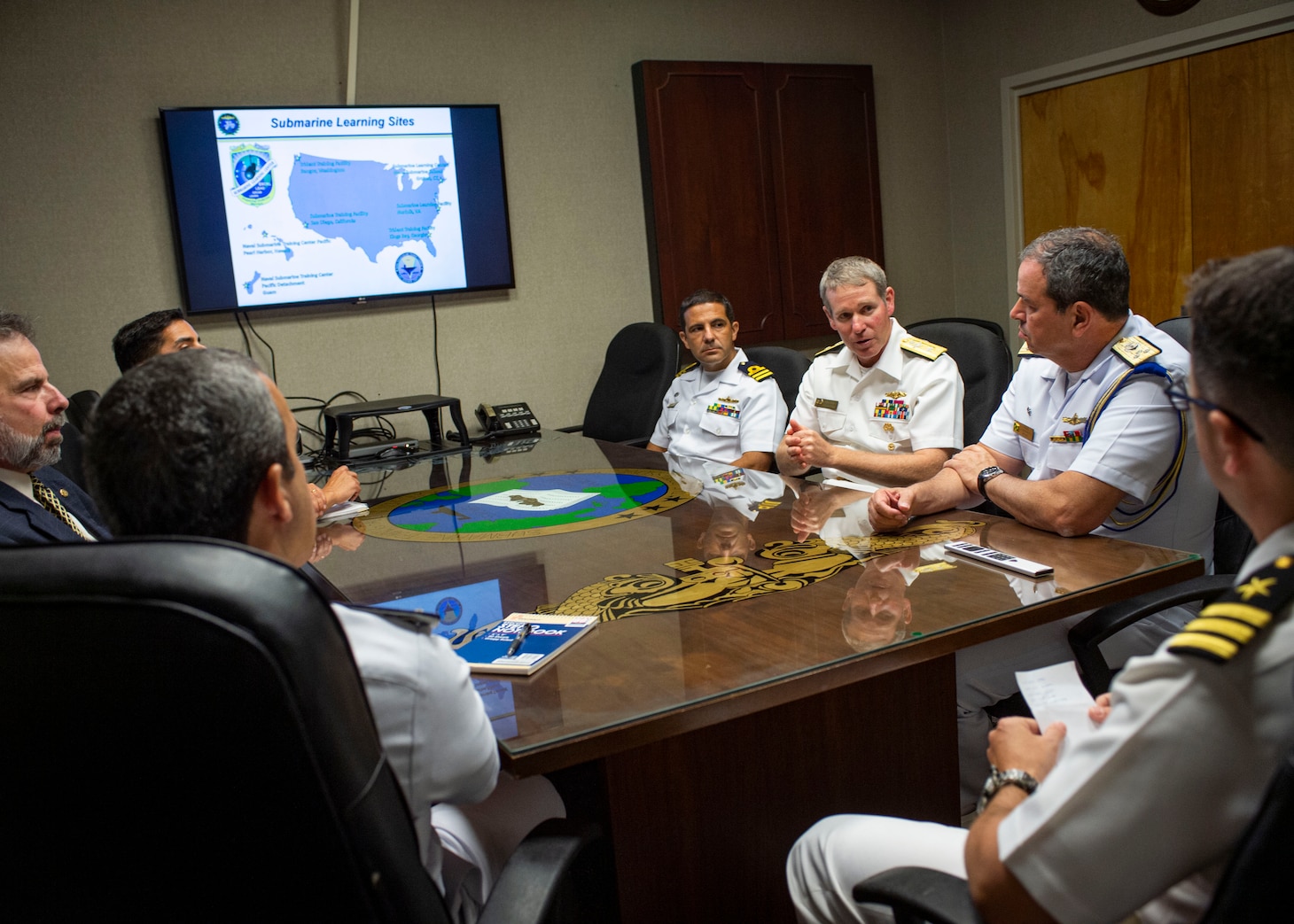 While in Hampton Roads, the Brazilian delegation met with Adm. Christopher Grady, commander, Fleet Forces Command, and toured USS New Hampshire (SSN 778) and the Submarine Learning Facility.