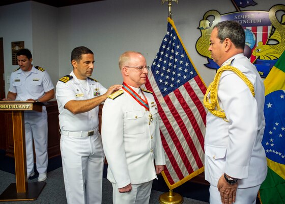 While in Hampton Roads, the Brazilian delegation met with Adm. Christopher Grady, commander, Fleet Forces Command, and toured USS New Hampshire (SSN 778) and the Submarine Learning Facility.