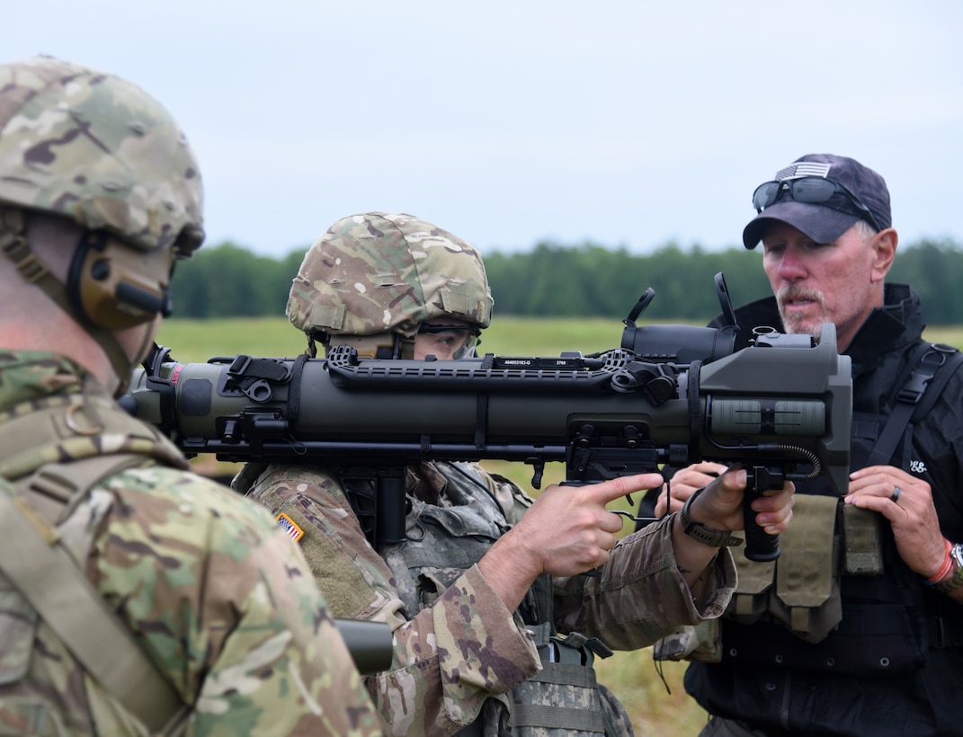 Virginia National Guard Soldiers assigned to the Winchester-based 3rd Battalion, 116th Infantry Regiment, 116th Infantry Brigade Combat Team train on the M3E1 Multi-purpose Anti-armor Anti-personnel Weapon System June 4, 2021, at Maneuver Training Center Fort Pickett, Virginia.