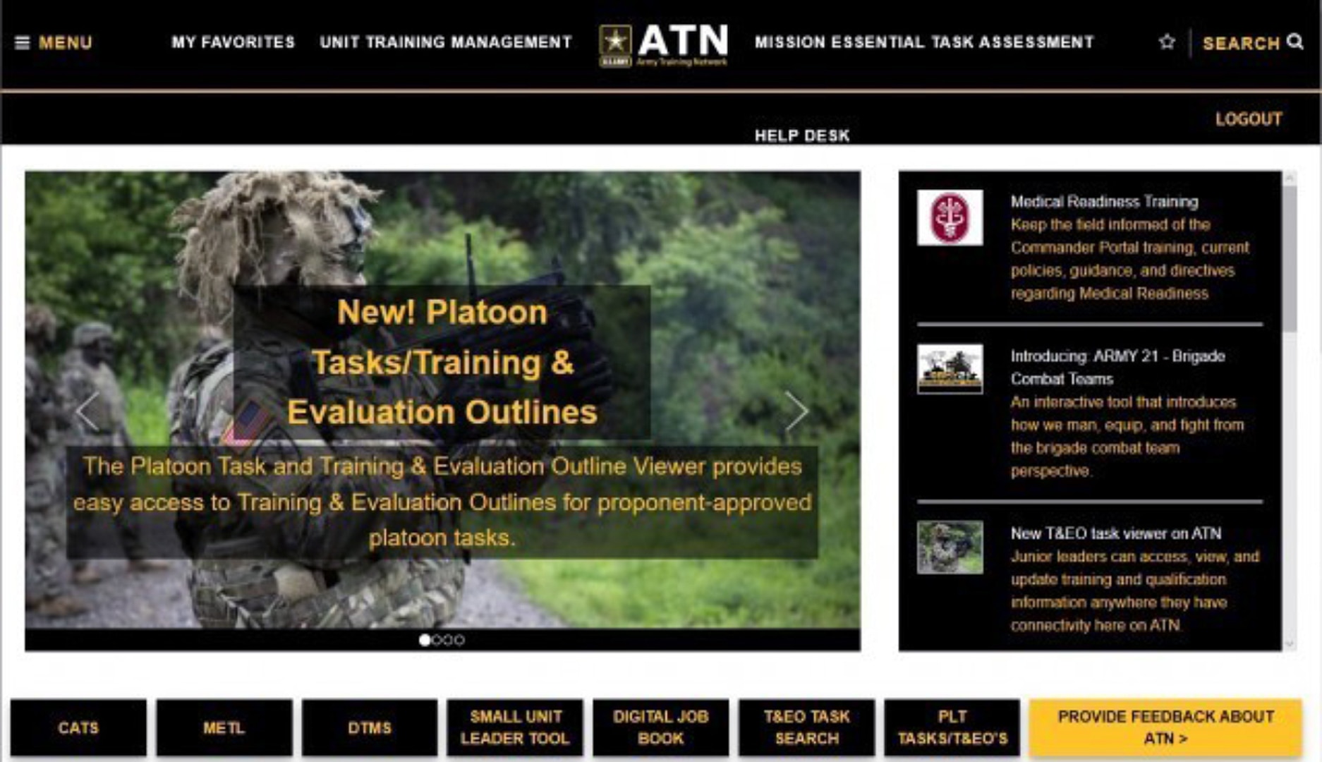 Screenshot of the ATN website.