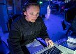 Operations Specialist Seaman Apprentice Abigail Talton, from Dayton, Ohio, tracks surface contacts during routine underway operations aboard Arleigh Burke-class guided-missile destroyer USS Rafael Peralta (DDG 115). Rafael Peralta is assigned to Commander, Task Force 71/Destroyer Squadron (DESRON) 15, the Navy's largest forward-deployed DESRON and U.S. 7th Fleet's principal surface force.