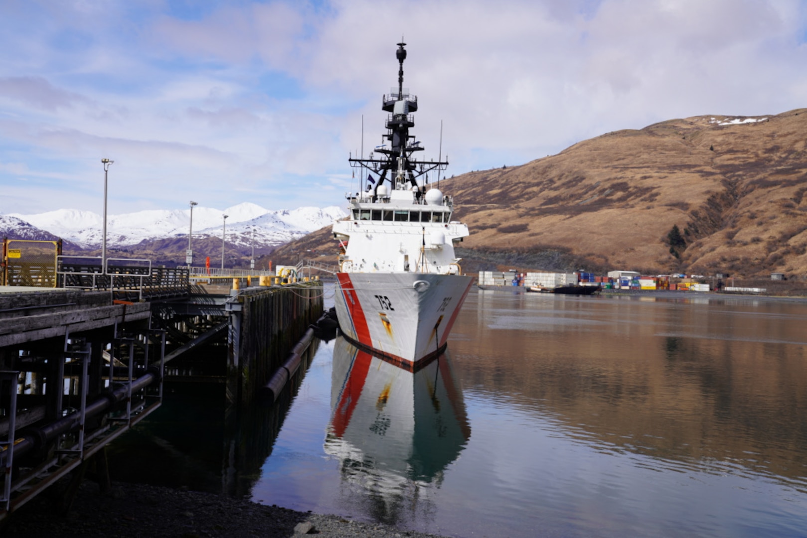 Coast Guard Cutter Stratton moored in Kodiak, Alaska, May 15, 2021. Stratton was commissioned in 2010 becoming the third of the Coast Guard’s legend class national security cutters. - U.S. Coast Guard photo courtesy Coast Guard Cutter Stratton personnel