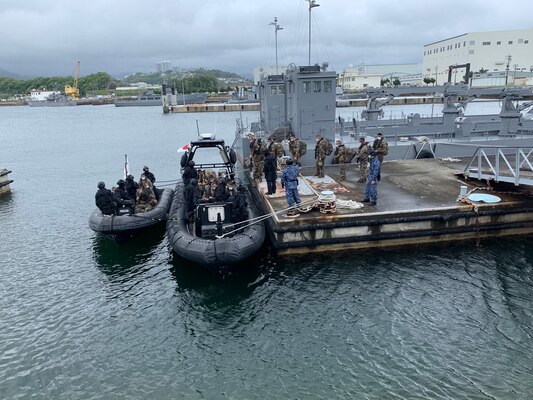 The Japan Maritime Self-Defense Force provides transportation to ferry U.S. 7th Fleet's Enforcement Coordination Cell leadership and the French Foreign Legion to FS Tonnerre (L9014). As the U.S. Navy's largest forward-deployed fleet, 7th Fleet employs 50-70 ships and submarines across the Western Pacific and Indian oceans. U.S. 7th Fleet routinely operates and interacts with 35 maritime nations while conducting missions to preserve and protect a free and open Indo-Pacific Region.