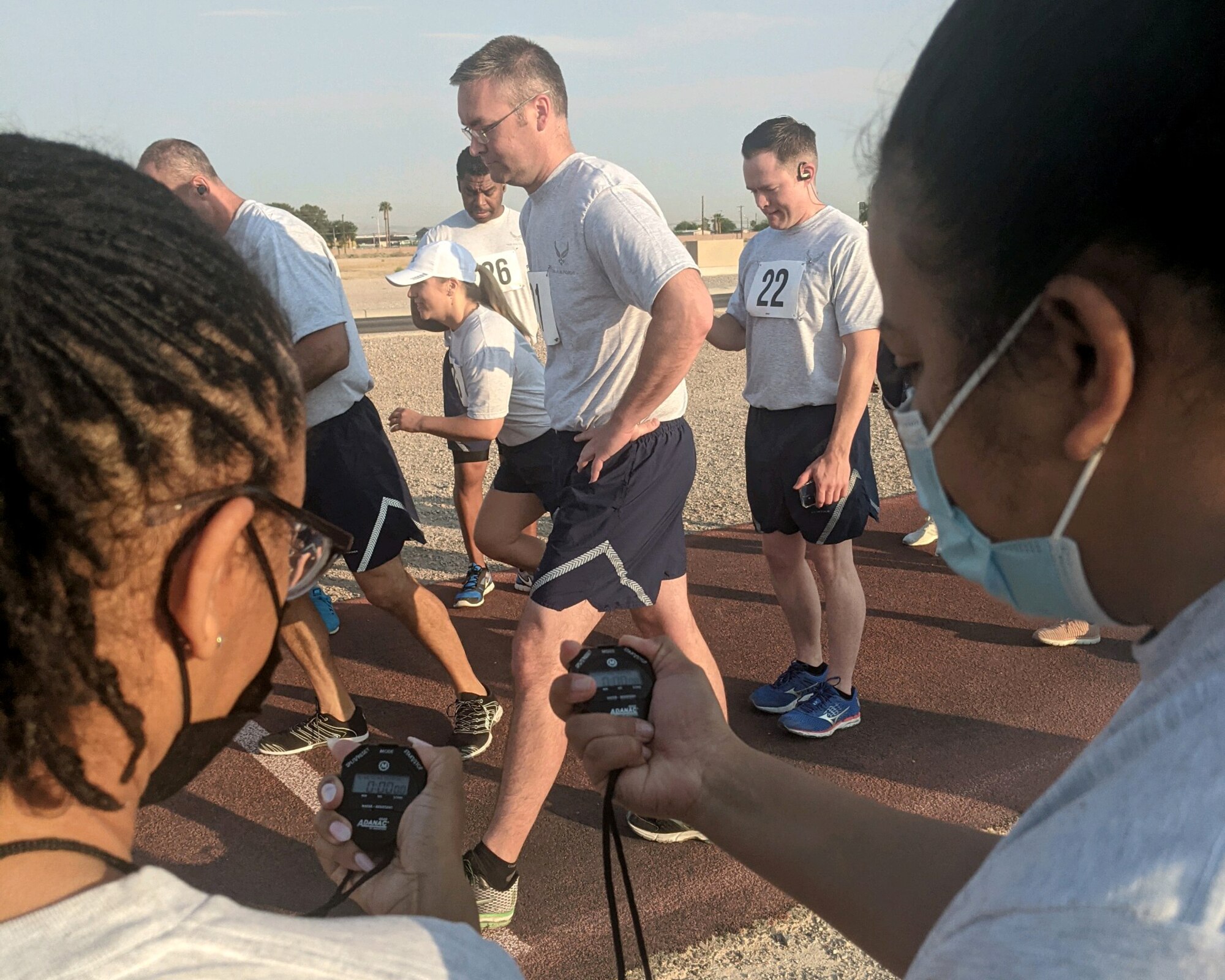 926th Wing Reserve Citizen Airmen perform a diagnostic physical fitness test June 15, at Nellis Air Force Base, Nevada. (U.S. Air Force photo by Dan Mena)