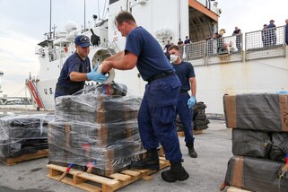 Coast Guard Cutter Tahoma's crew offloads more than 7,500 pounds of cocaine, an estimated street value of $143.5 million.