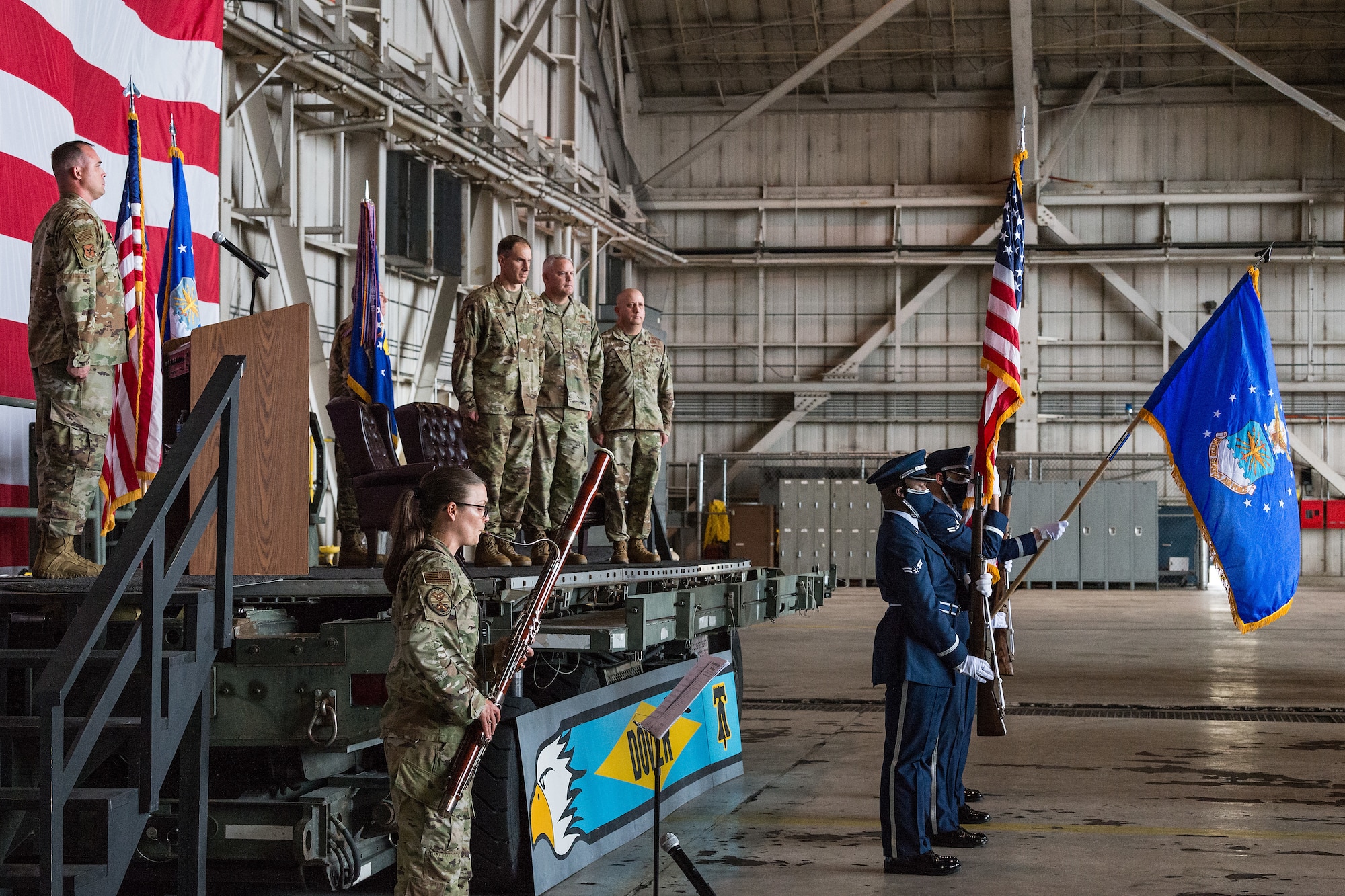 The 436th Maintenance Group held a Change of Command ceremony on Dover Air Force Base, Delaware, June 11, 2021. Col. Christopher May relinquished command to Col. Bary Flack in a ceremony officiated by Col. Matt Husemann, 436th Airlift Wing commander. The 436th MXG supports the worldwide global mobility mission by providing trained maintenance specialists for two of the Air Force's cargo transport aircraft, the C-5M Super Galaxy and the C-17A Globemaster III. (U.S. Air Force photo by Roland Balik)