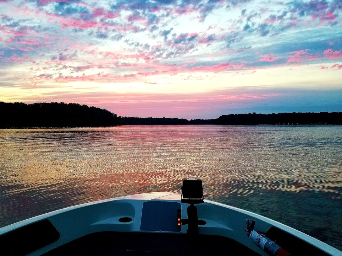 Boat patrol sunset