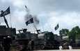 Several M109A6 Self-Propelled 155mm Howitzers pound the skies over Fort Knox June 11, 2021