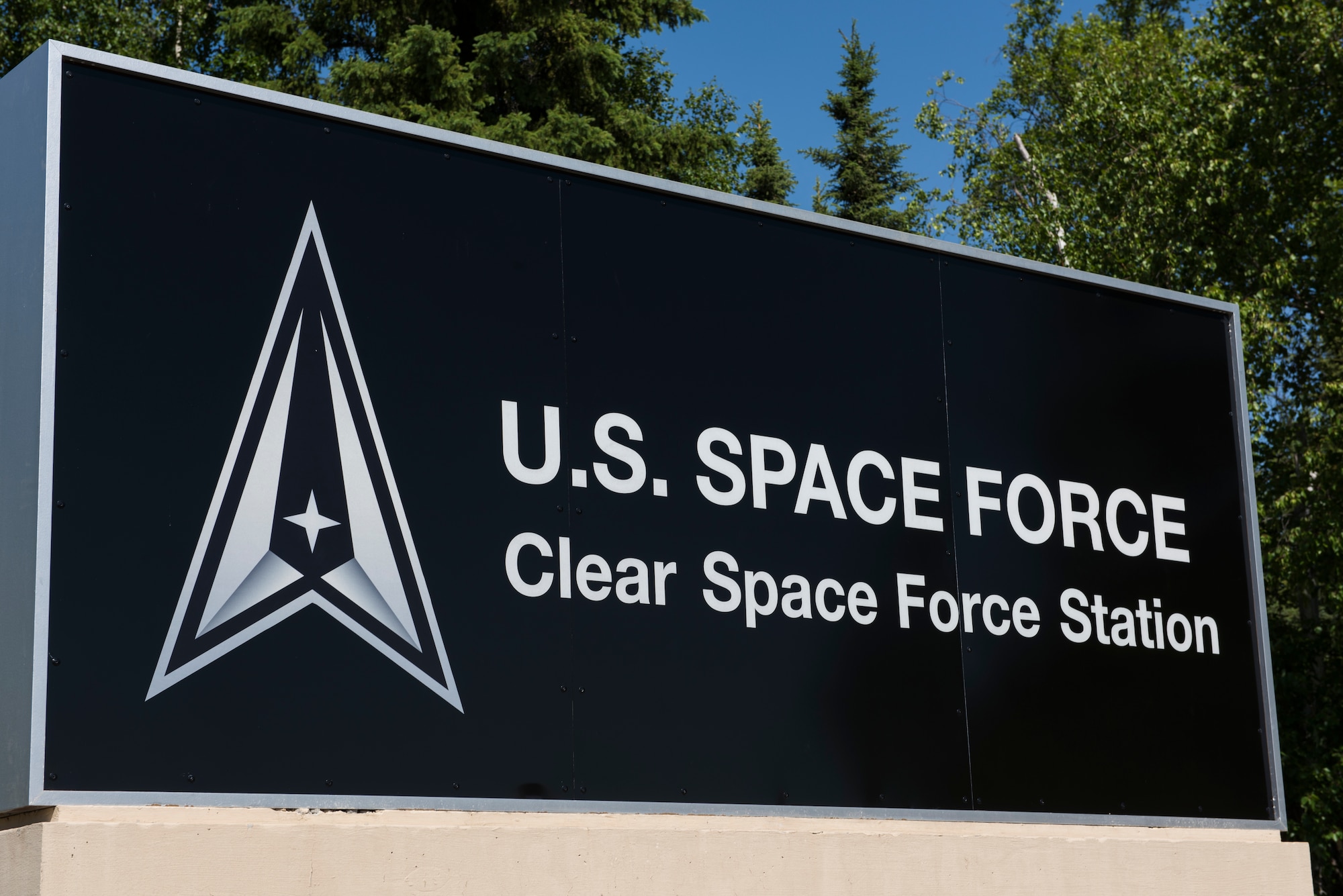 Clear Air Force Station is renamed to Clear Space Force Station, June 15, 2021, Clear SFS, Alaska. The renamaing of Clear was one of several Air Force space-centric installations to be redesignated as Space Force installations to establish a distinct culture and indentity for the Space Force. (U.S. Air National Guard photo by Tech. Sgt. Adam Keele)