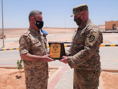 The 111th Theater Engineer Brigade, currently deployed to the CENTCOM Area of Operations, aims to continue the ongoing U.S. partnership with the Jordanian Armed Forces. Recently, members of the 111th TEB leadership team met with JAF Corps of Engineer leaders to discuss their shared goals and opportunities to train together.  (Photo Credit: 1st Lt. James Mason)