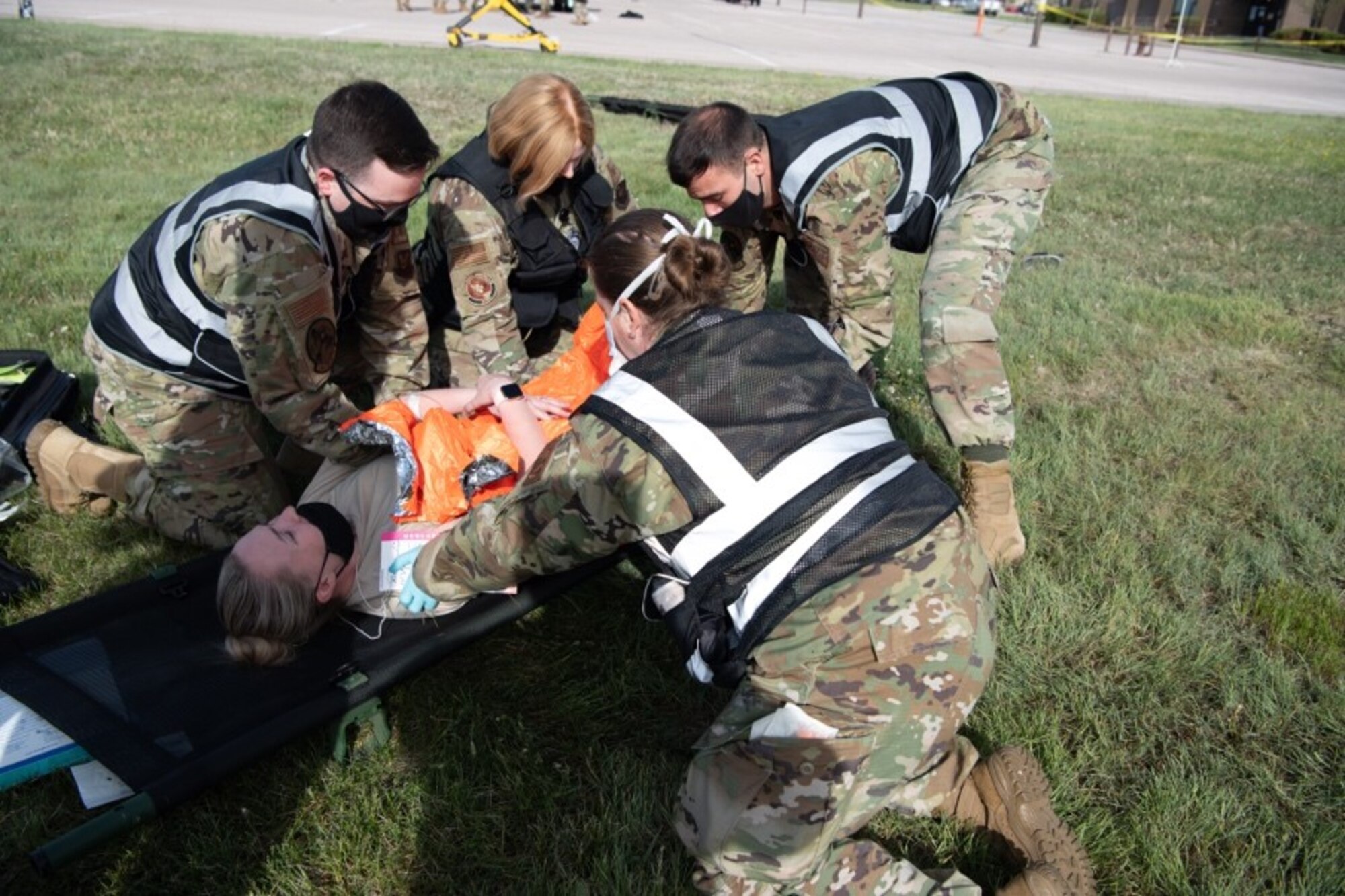 Airman 1st Class Anna-Maria Sanford, a 28th Civil Engineer Squadron emergency management apprentice, prepares gear for exercise Ready Eagle on Ellsworth Air Force Base, S.D., May 14, 2021.