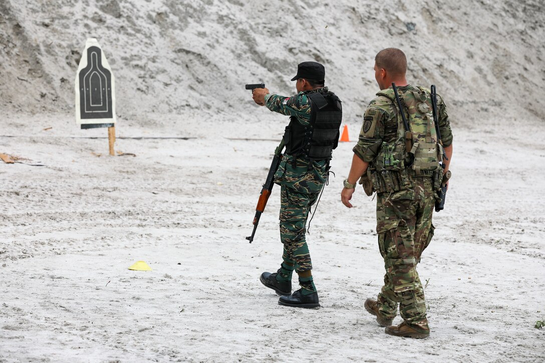 Soldiers conduct small arms training.