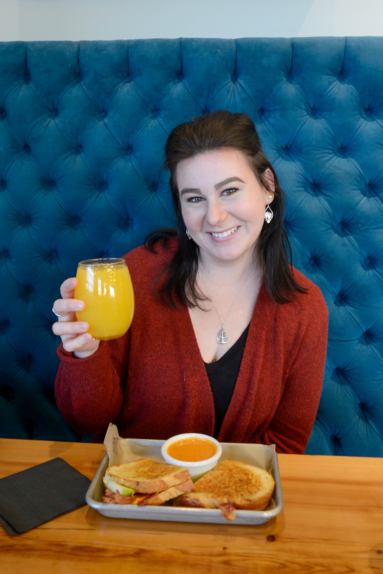 U.S. Air Force Staff Sgt. Mikhaila Brown, national tactical integration analyst with the 381st Intelligence Squadron, enjoys a meal April 17, 2021, in Anchorage, Alaska.