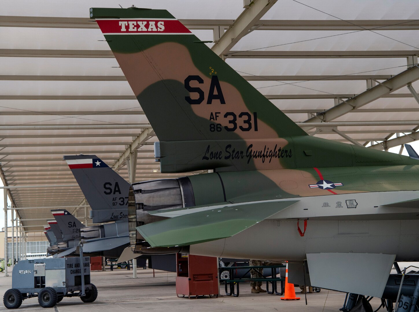 Aircraft with historic paint design.