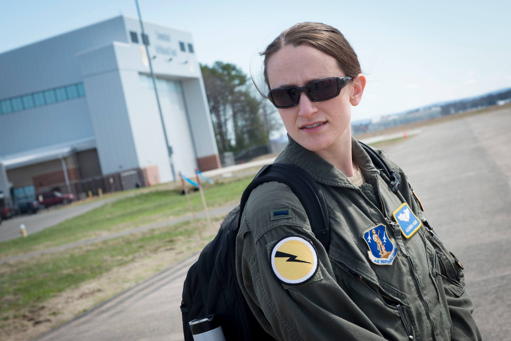 1st Lt. Alexandra Pagoni, a pilot assigned to the 118th Airlift Squadron, participates in a video shoot for a commercial to promote the Air National Guard, April 7, 2021 at Bradley Air National Guard Base, Connecticut. The commercial, part of the ‘Serve Your Way’ campaign, highlights how and why Air National Guard members serve in the Guard. (U.S. Air National Guard photo by Master Sgt. Tamara R. Dabney)
