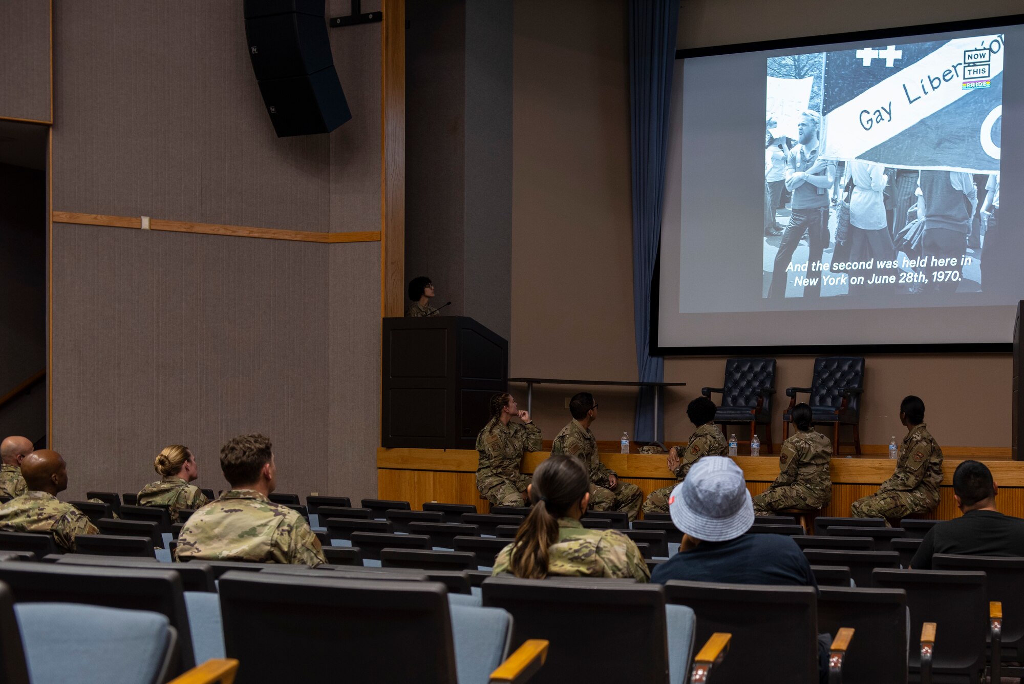 Members of Laughlin Air Force Base host an open panel for pride month on June, 17, 2021. The panel was to raise awareness for service members in the LGBTQ+ community. (U.S. Air Force photo by Airman first class David Phaff)