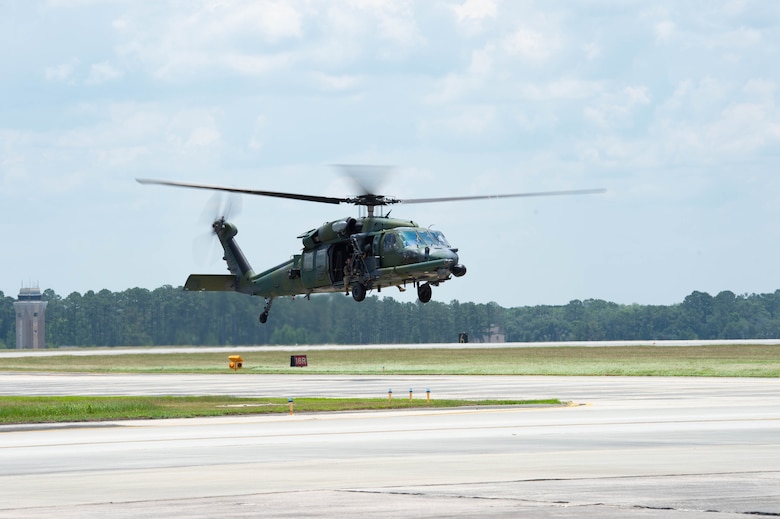 An HH-60G prepares to land