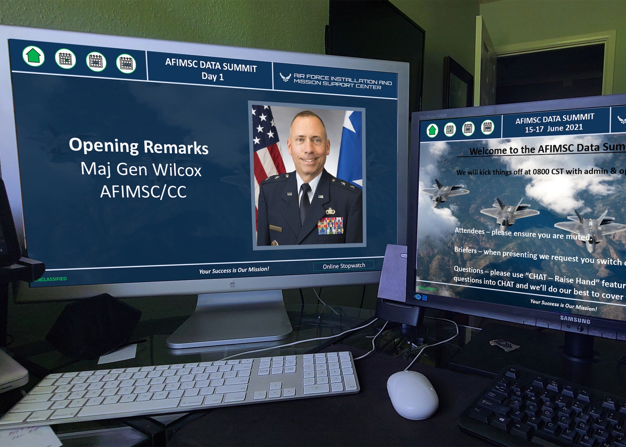The Air Force Installation and Mission Support Center hosted a virtual Big Data Summit June 15 -17, 2021. The summit shared best practices and updated enterprise stakeholders on AFIMSC's data management strategy, vision and ongoing efforts. (U.S. Air Force photo by Malcolm McClendon).