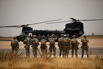 U.S Army Paratroopers assigned to the Utah National Guard prepare for a joint jump with the Utah National Guard’s 19th Special Forces Group (Airborne) and Royal Moroccan Army Paratroopers at Ben Guerir Air Base, Morocco, June 10, 2021.