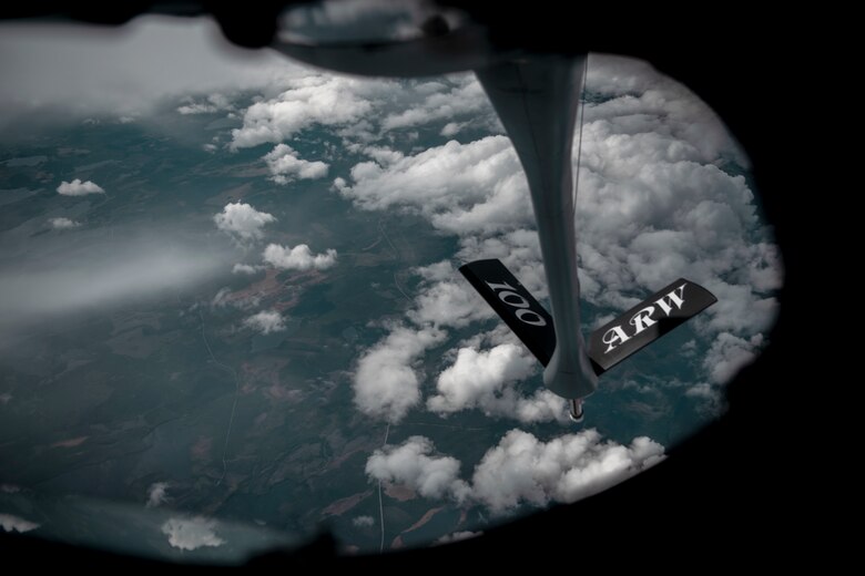 A U.S. Air Force KC-135 Stratotanker aircraft assigned to the 100th Air Refueling Wing at Royal Air Force Mildenhall, England, provides support to the Arctic Challenge Exercise 2021 (ACE 21), June 1-18, 2021. The 100th ARW provides unrivaled air refueling support throughout the European and African areas of responsibility. (U.S. Air Force photo by Senior Airman Antonia Herrera)