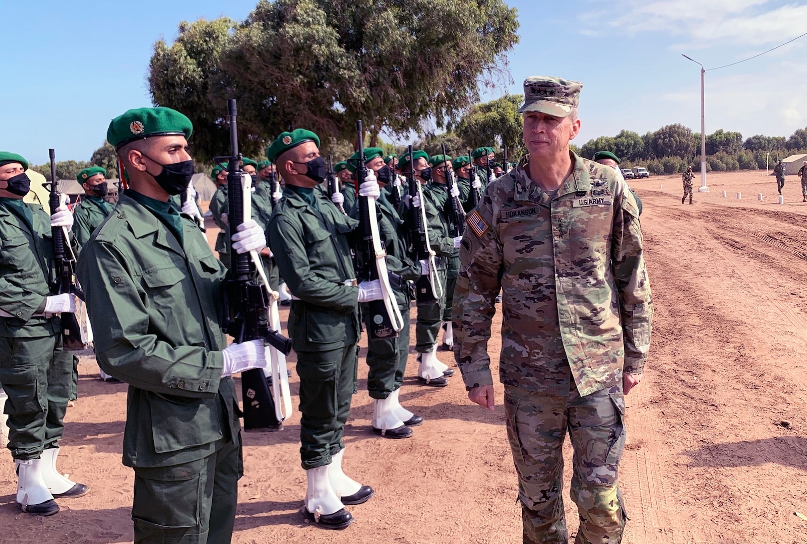 Army Gen. Daniel Hokanson, chief, National Guard Bureau, at Camp Tifnit Training Area, Morocco, June 17, 2021. This image was acquired with a cellular device.