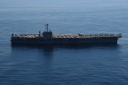 The Nimitz-class aircraft carrier USS Harry S. Truman (CVN 75) transits the Atlantic Ocean during Tailored Ship's Training Availability (TSTA) and Final Evaluation Period (FEP).
