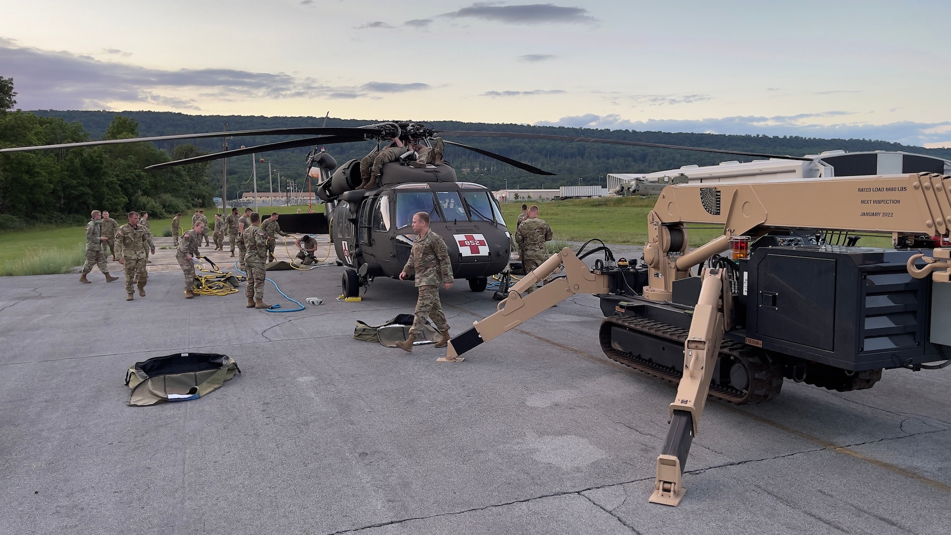 Approximately 145 aviation maintenance Soldiers with B Company, 248th Aviation Support Battalion, 29th Combat Aviation Brigade, 29th Infantry Division, Iowa, Virginia, and West Virginia National Guard, honed their skills repairing helicopters at Muir Army Airfield June 1-15 at Fort Indiantown Gap, Pennsylvania.