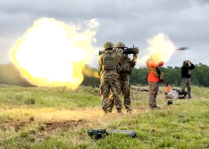 Virginia National Guard Soldiers assigned to the Winchester-based 3rd Battalion, 116th Infantry Regiment, 116th Infantry Brigade Combat Team, train on the M3E1 Multi-purpose Anti-armor Anti-personnel Weapon System June 4, 2021, at Maneuver Training Center Fort Pickett, Virginia. The training consisted of classroom learning and a live-fire range with the MAAWS, an 84-millimeter recoilless rifle.