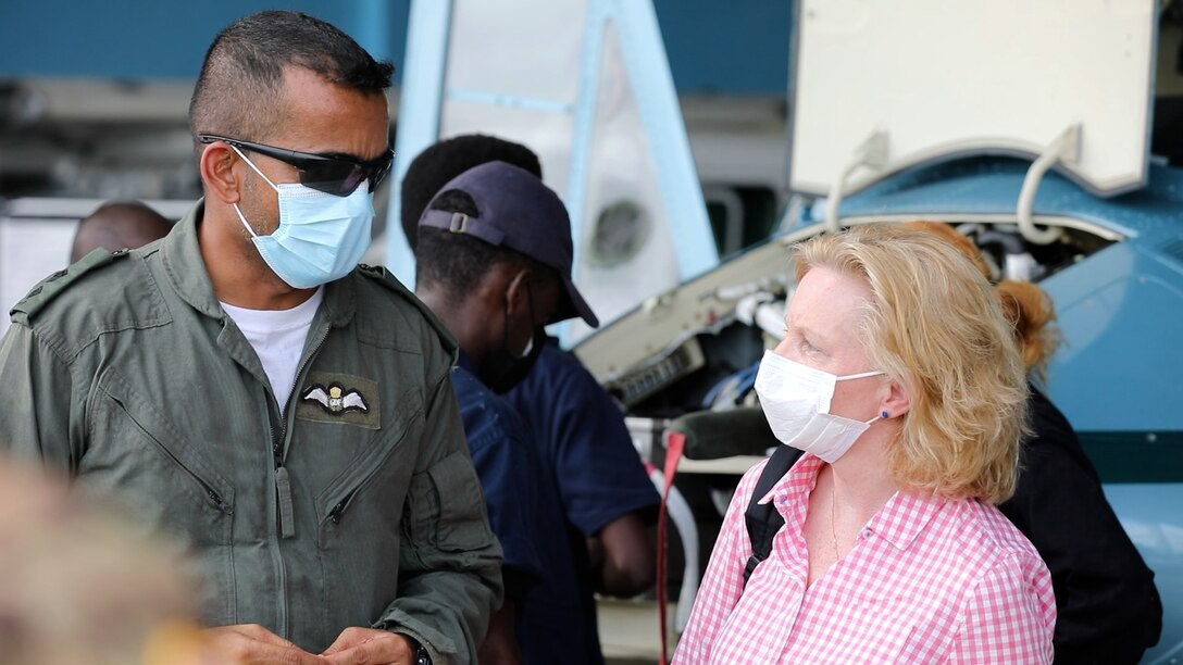 U.S. Ambassador Sarah-Ann Lynch visited troops engaged in Exercise Tradewinds.