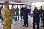 U.S. Coast Guard Reserve members from Massachusetts and New York deployed to the Queens Covid-19 vaccine distribution site were recognized by U.S. Air Force Assistant Adjutant General Maj. Gen. Timothy LaBarge for their efforts on May 6, 2021.