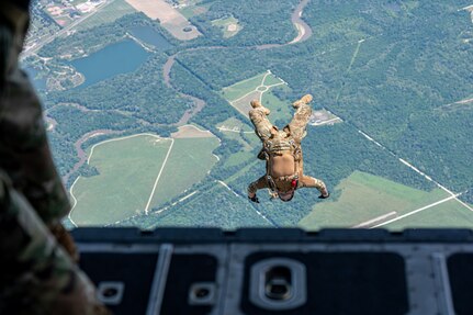 Army and Air National Guard and Army Reserve units from Georgia, Rhode Island, Ohio and Indiana came together June 14, 2021, at Camp Atterbury, Indiana. After climbing to 10,000 feet, free fall-qualified Soldiers used the Army’s new Advanced Ram Air Parachute System, which is not expected to reach full operational fielding until 2022.