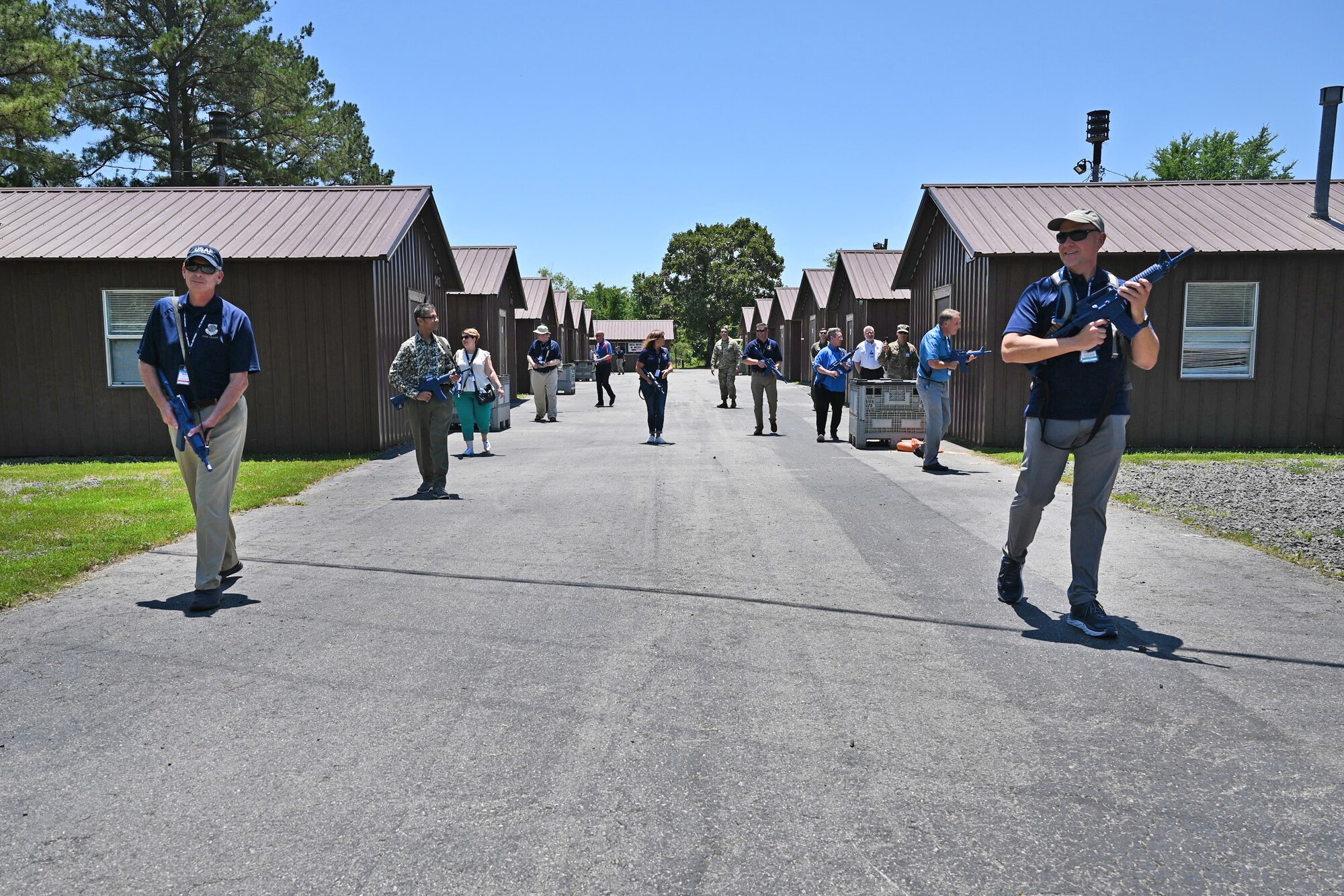 Air Mobility Command Civic Leaders participate in small unit tactics training during their tour