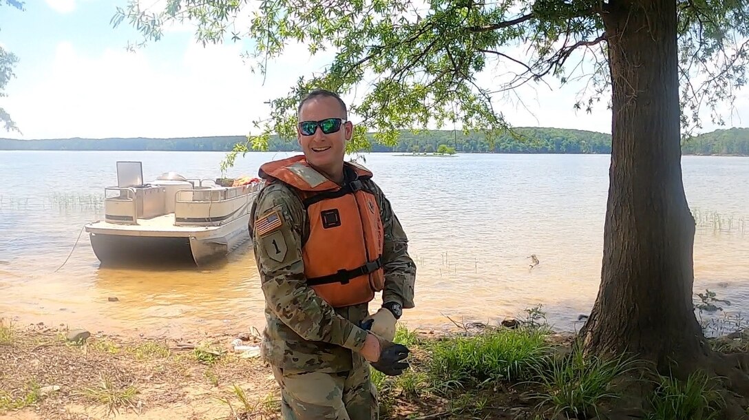 LTC Rob Burnham Participating in Cleanup Jordan Lake