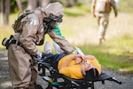 Guardsmen from the Oregon Chemical, Biological, Radiological, Nuclear and Explosive (CBRNE) Enhanced Response Force Package (CERFP) conduct mass casualty decontamination operations in an emergency preparedness exercise at Camp Rilea. It was part of an inspection conducted by the Joint Interagency Training and Education Center every two years to measure the team’s ability to respond to a disaster.