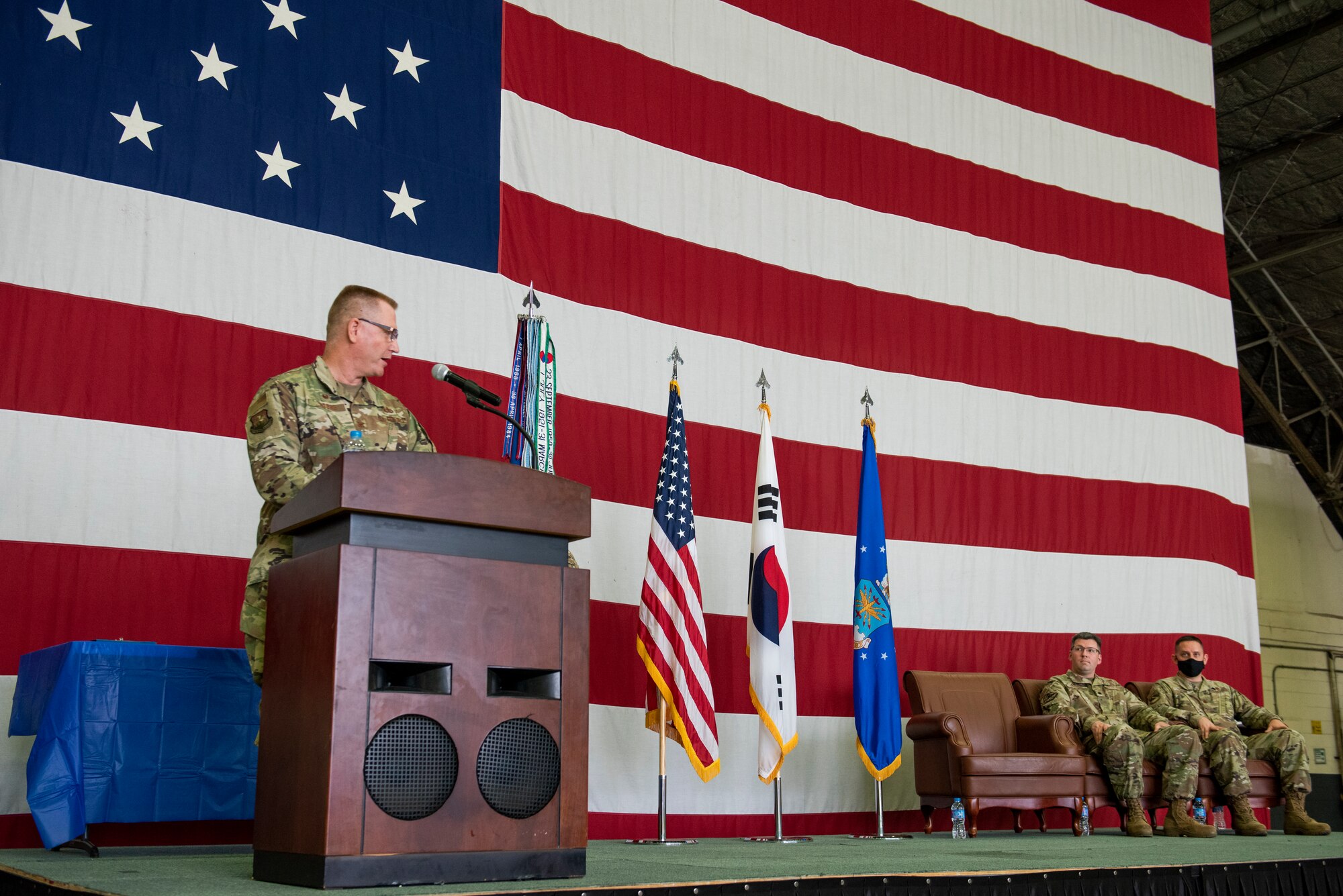 51st Maintenance Squadron held a change of command ceremony at Osan Air Base, Republic of Korea, June 18, 2021. Lt. Col. Robert Campbell transferred command of the 51st MXS to Maj. Benjamin Abshire.