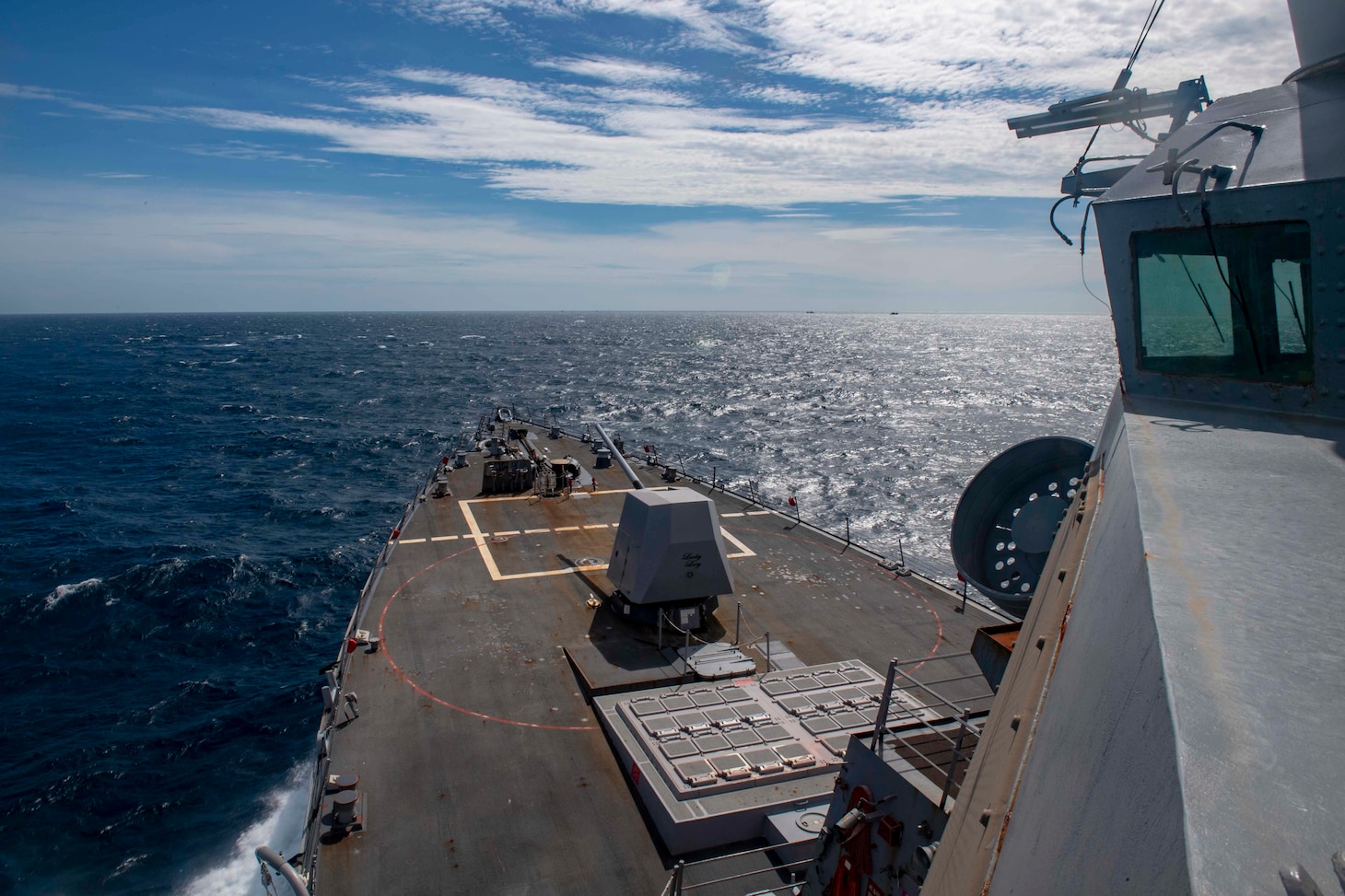 Official U.S. Navy file photo of Arleigh Burke-class guided-missile destroyer USS Mustin (DDG 89).