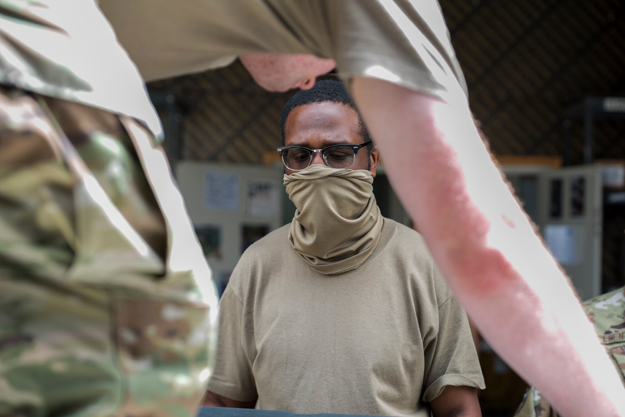 U.S. Air Force Airmen from the 380th Expeditionary Force Support Squadron, sort mail packages at Al Dhafra Air Base (ADAB), United Arab Emirates, June 16, 2021. The ADAB post office averages 52,000 lbs across 8,500 packages a month.