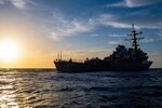 The Arleigh Burke-class guided-missile destroyer USS Laboon (DDG 58) sails in the Sea of Crete, May 28, 2021.