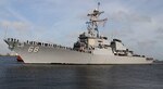 The Arleigh Burke-class guided-missile destroyer USS The Sullivans (DDG 68) returns to her homeport of Mayport, Fla., following the completion of a six-month deployment.