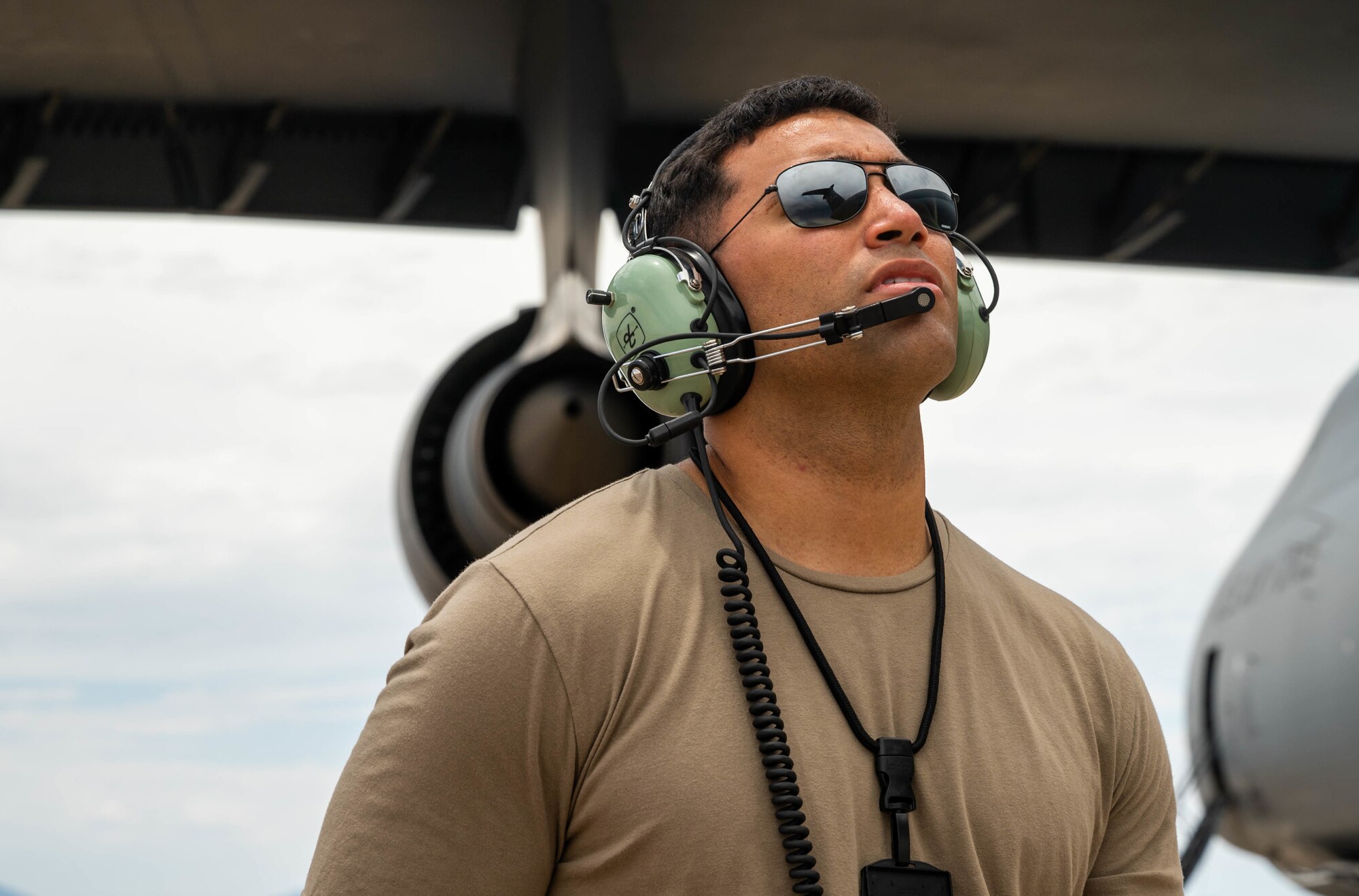 Tech. Sgt. Jaime LaPorte, 9th Airlift Squadron flight engineer student, performs checks on a Dover Air Force Base C-5M Super Galaxy during a Major Command Service Tail Trainer at Holloman AFB, New Mexico, June 4, 2021. The 9th AS performs MSTTs to expedite upgrade and qualification training for C-5M loadmasters and flight engineers. (U.S. Air Force photo by Senior Airman Faith Schaefer)