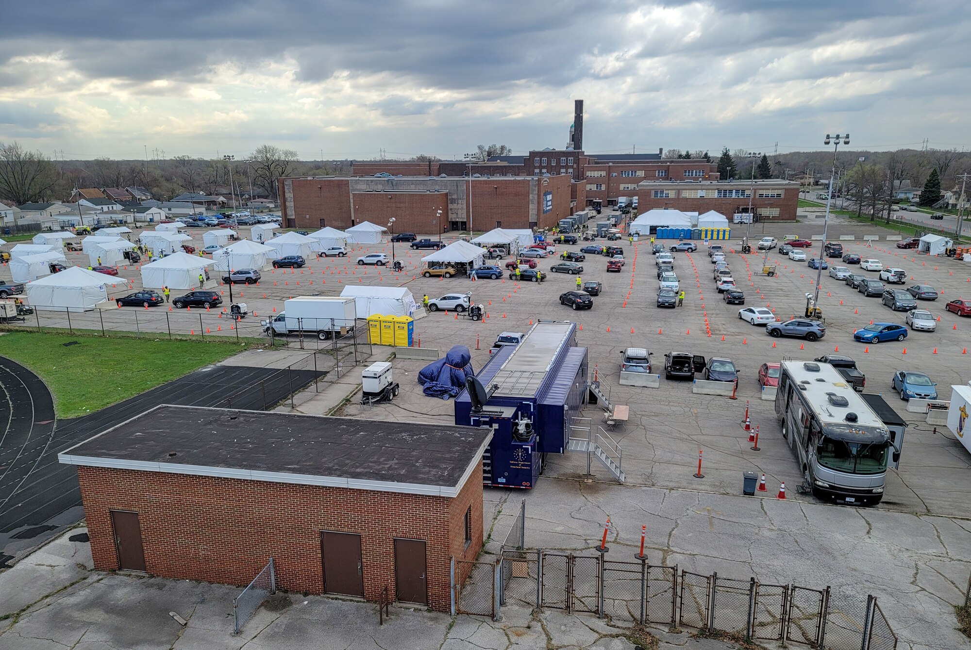 A picture of Roosevelt Park COVID vaccine site.