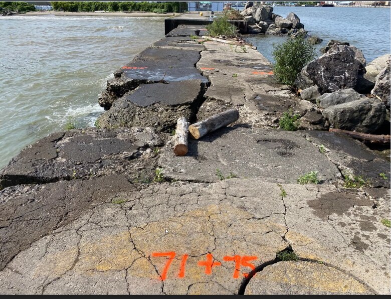 The section repaired is in the middle of previously repaired sections, and was close to the original construction, where the concrete cap was in poor condition and structurally degraded.  Repair of the remaining approximately 400 feet of degraded reach of the east pier would be dependent upon receiving additional funding.