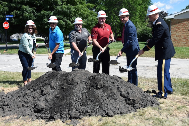 The U.S. Army Corps of Engineers, U.S. Rep. Frank J. Mrvan (IN-1), and Crown Point Mayor David Uran held a groundbreaking ceremony to mark the start of a sewer infrastructure improvement project in Crown Point, Indiana, June 22, 2021. (U.S. Army photo by Patrick Bray/Released)
