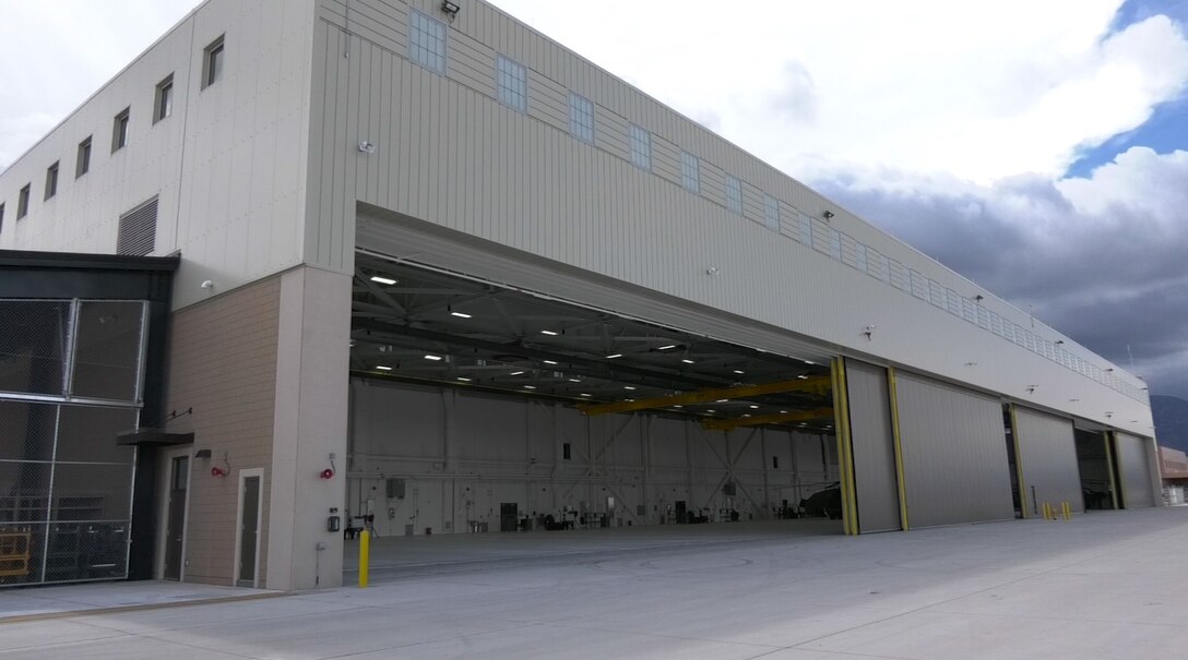 The 4th Combat Aviation Brigade's new 4th Attack Battalion hangar on Fort Carson, Colorado, May 20, 2021.