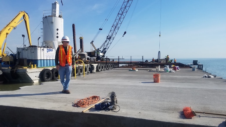 The section repaired is in the middle of previously repaired sections, and was close to the original construction, where the concrete cap was in poor condition and structurally degraded.  Repair of the remaining approximately 400 feet of degraded reach of the east pier would be dependent upon receiving additional funding.